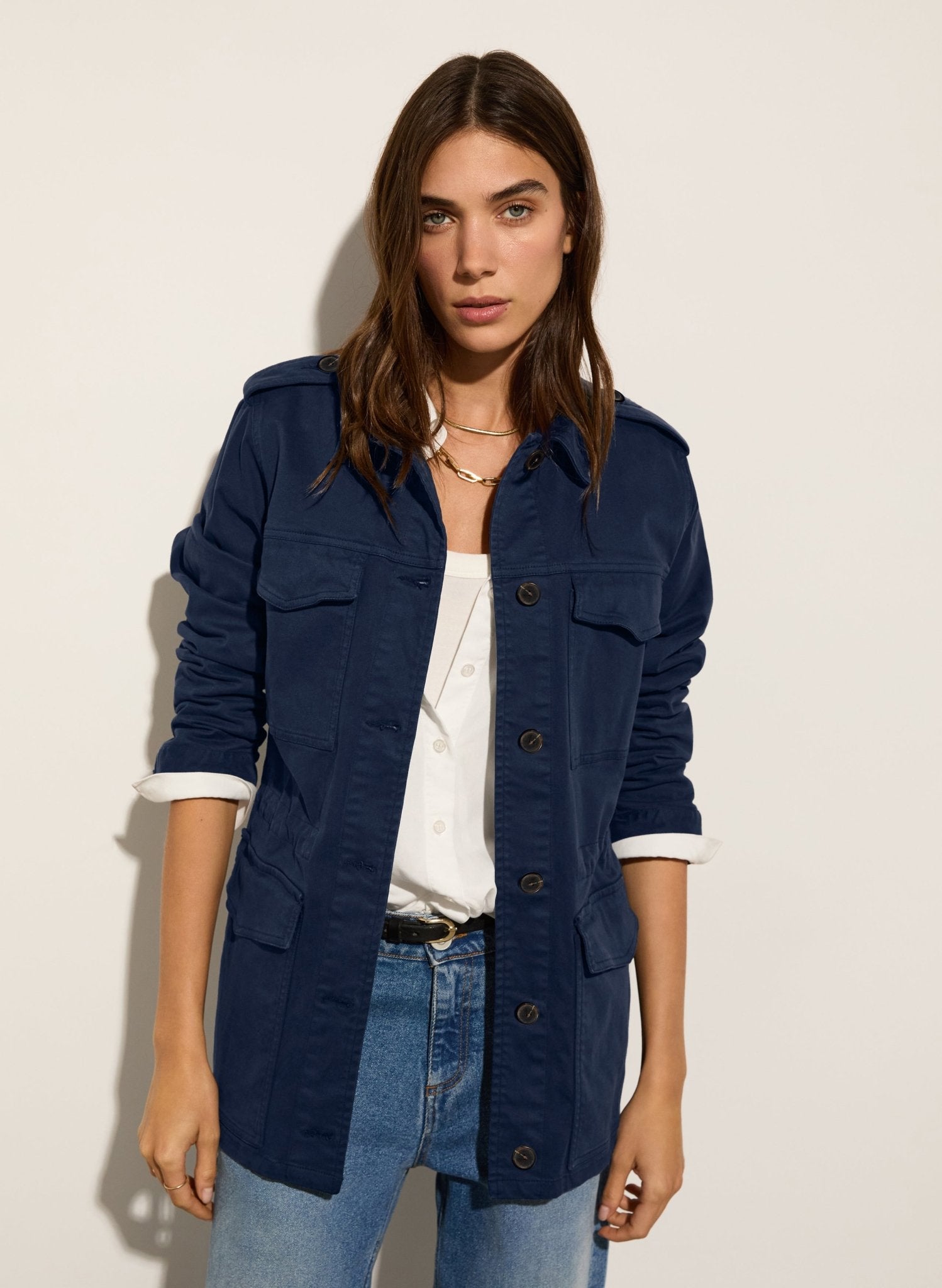 Drake Organic Cotton Utility Jacket - French Navy Baukjen