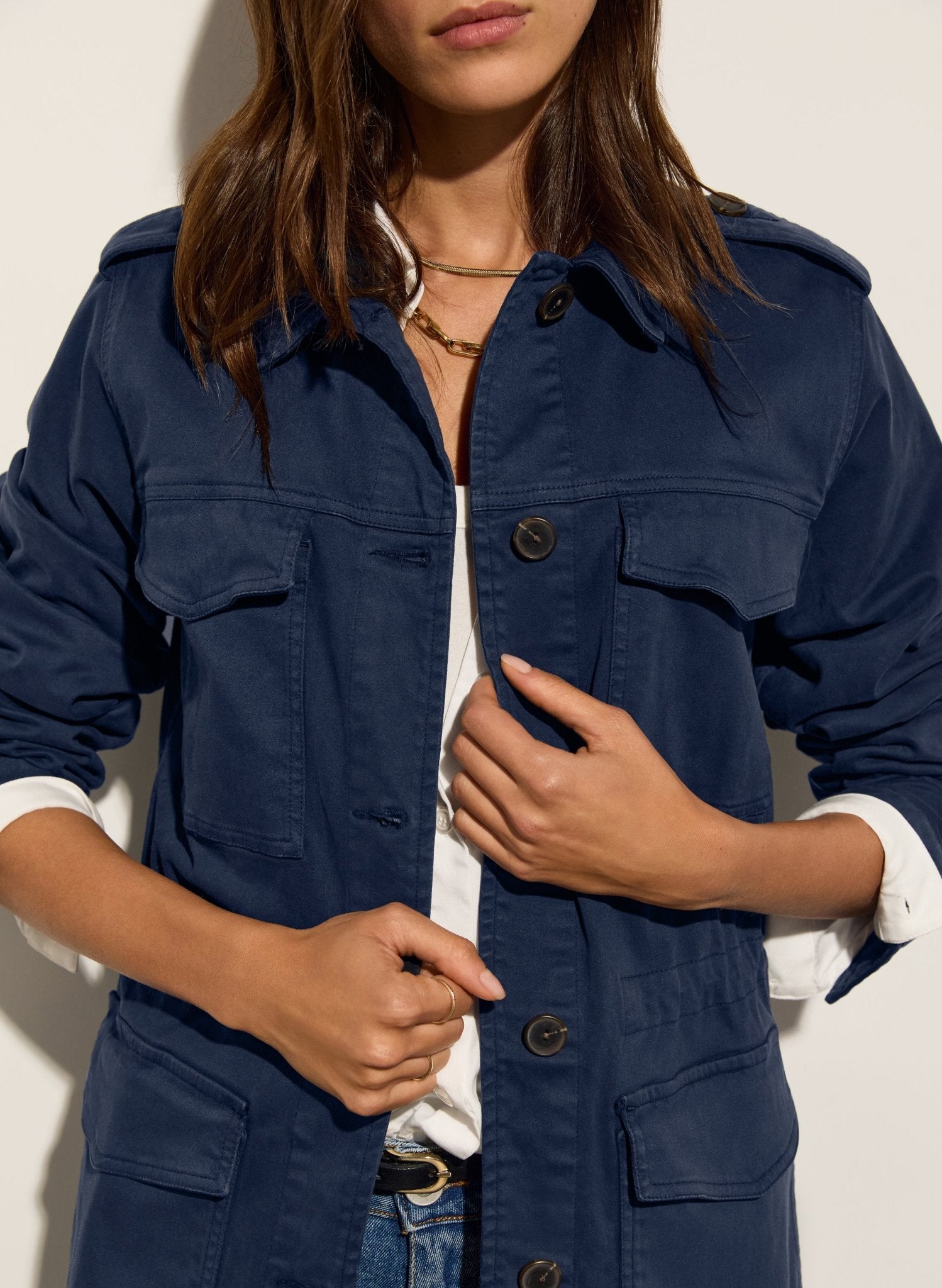 Drake Organic Cotton Utility Jacket - French Navy Baukjen