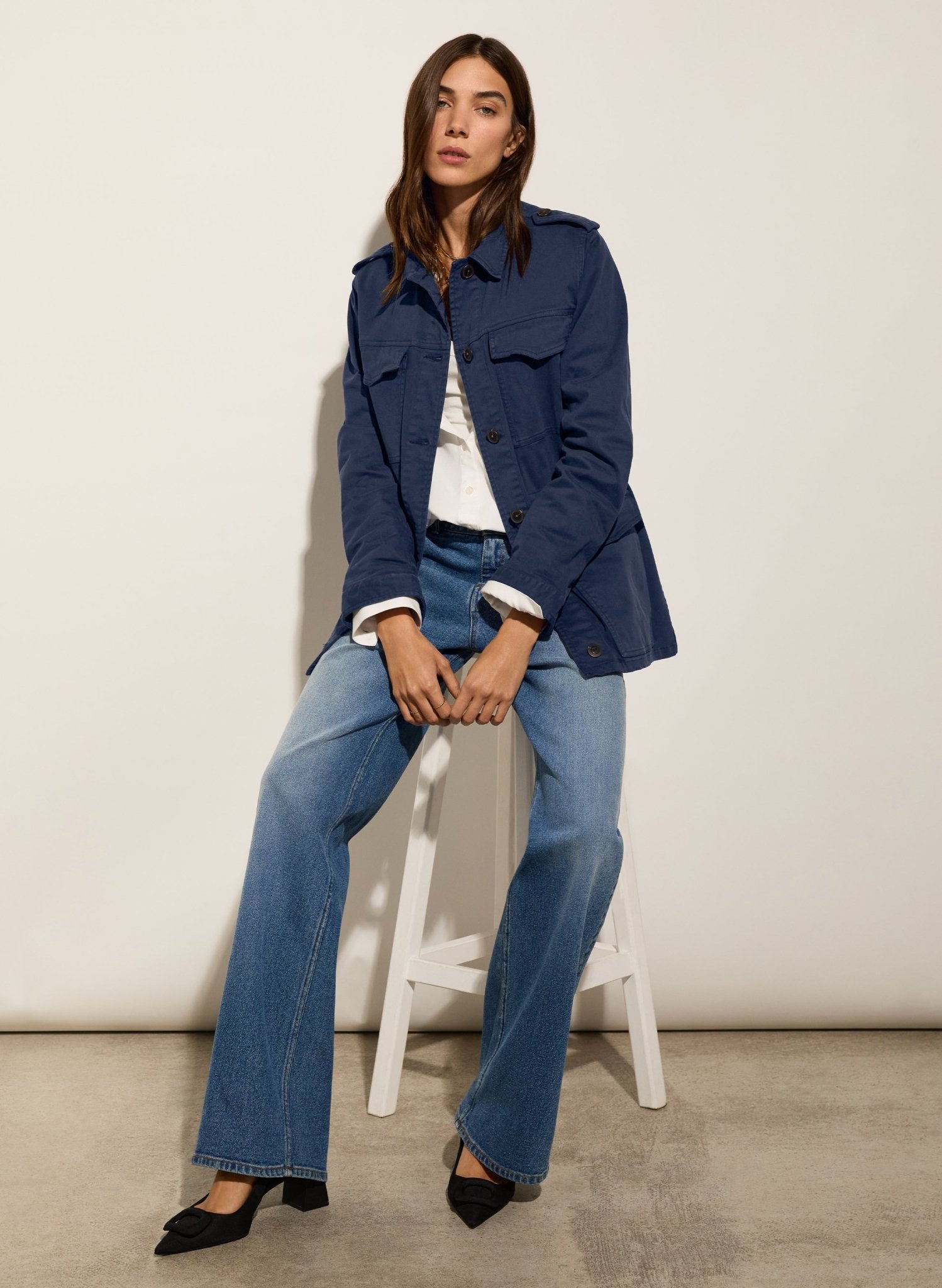 Drake Organic Cotton Utility Jacket - French Navy Baukjen