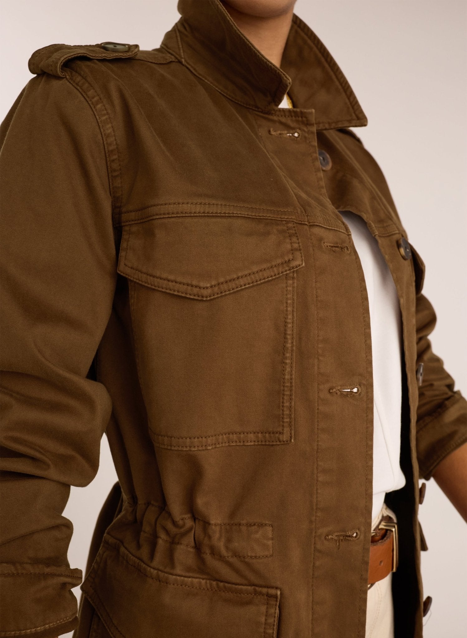 Drake Organic Cotton Utility Jacket - Milk Chocolate Baukjen