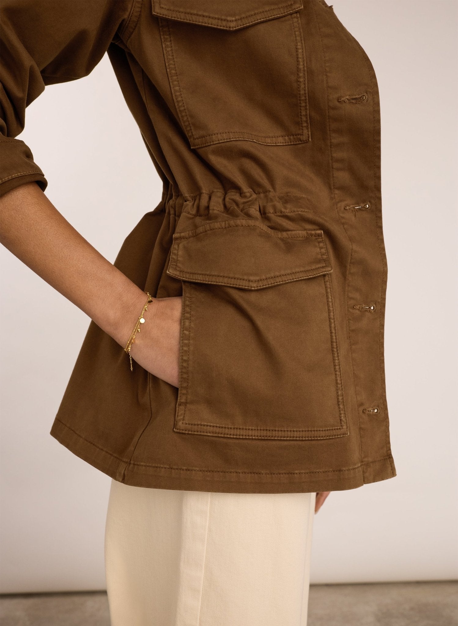 Drake Organic Cotton Utility Jacket - Milk Chocolate Baukjen