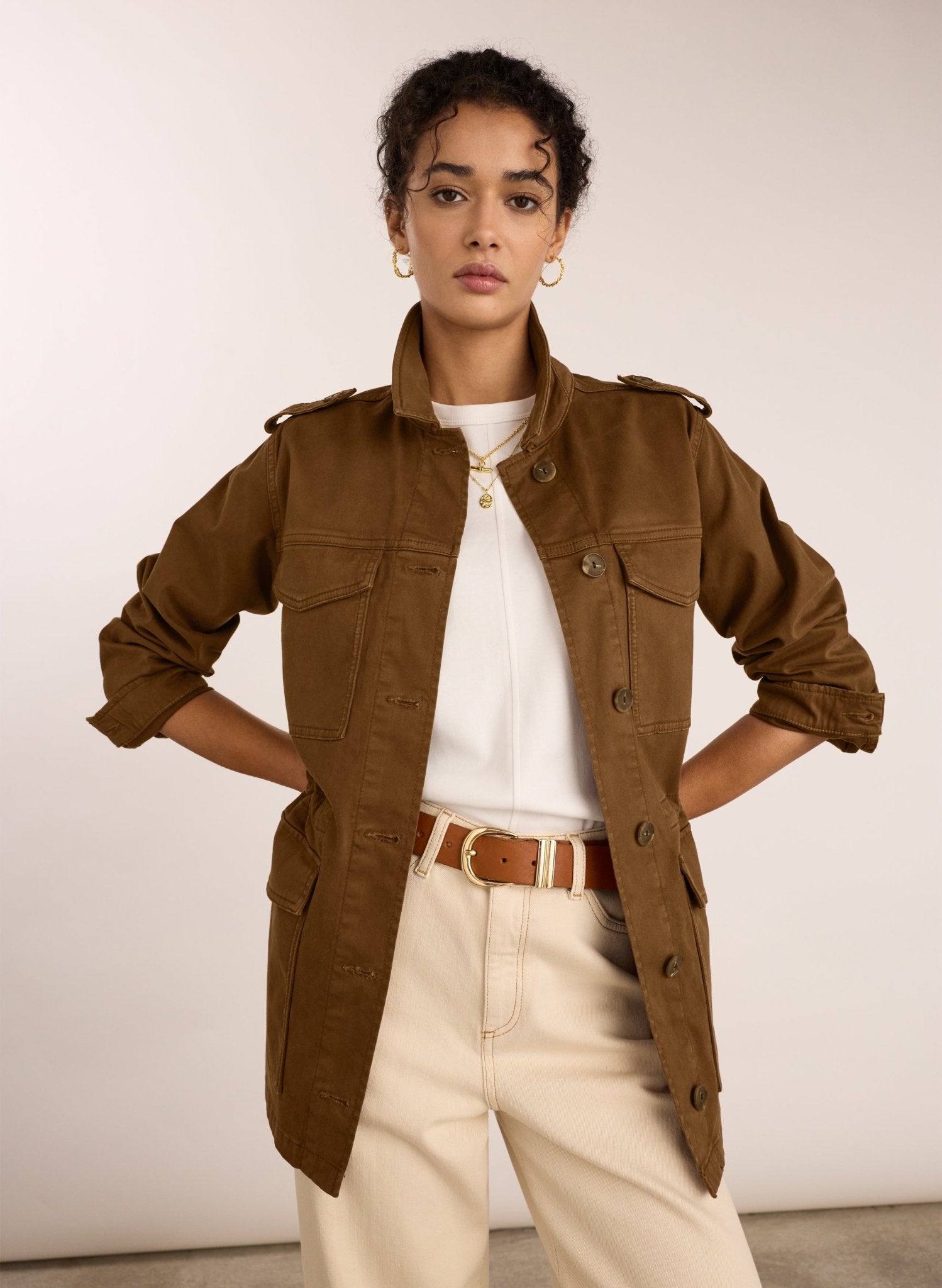 Drake Organic Cotton Utility Jacket - Milk Chocolate Baukjen