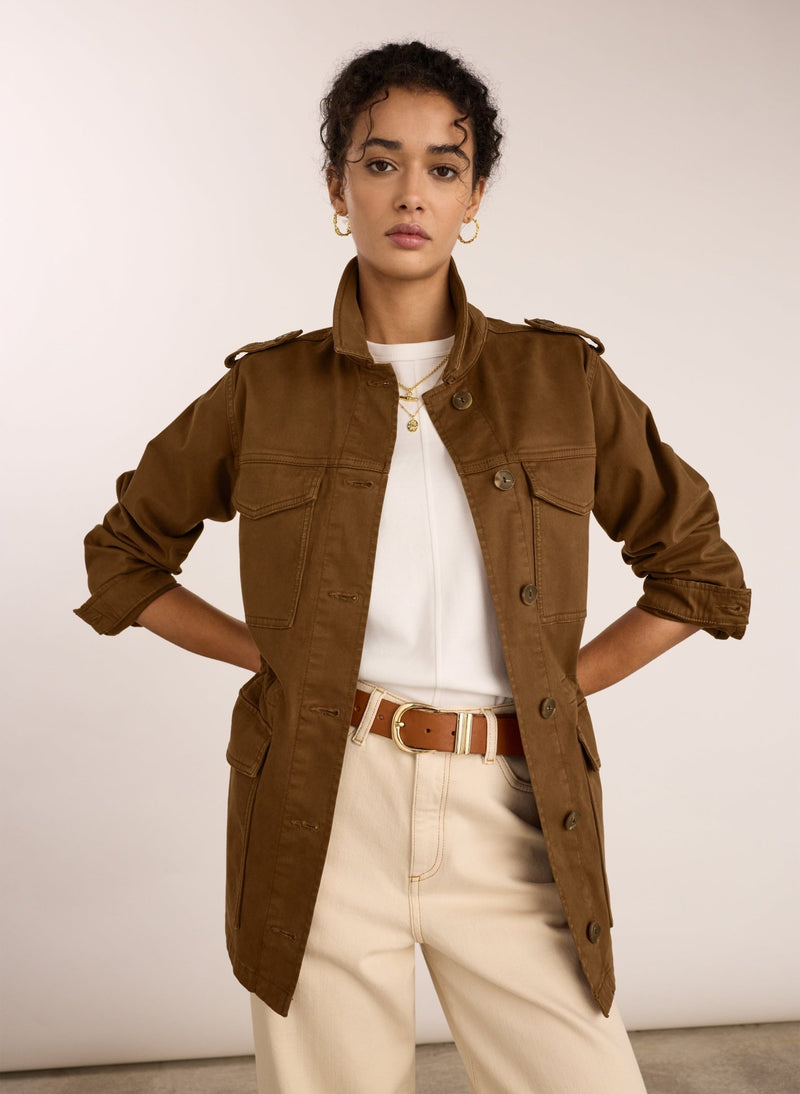 Drake Organic Cotton Utility Jacket - Milk Chocolate Baukjen