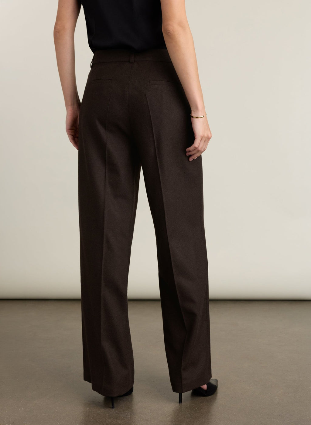 Easton Wool Blend Wide Leg Trousers - Dark Chocolate Baukjen