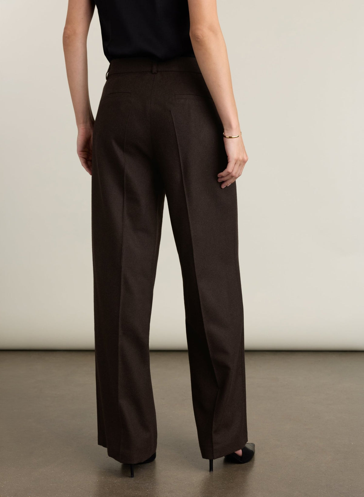 Easton Wool Blend Wide Leg Trousers - Dark Chocolate Baukjen