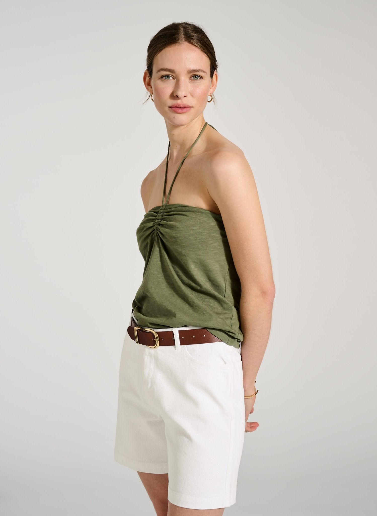 Edna Organic Cotton Top - Light Khaki Baukjen