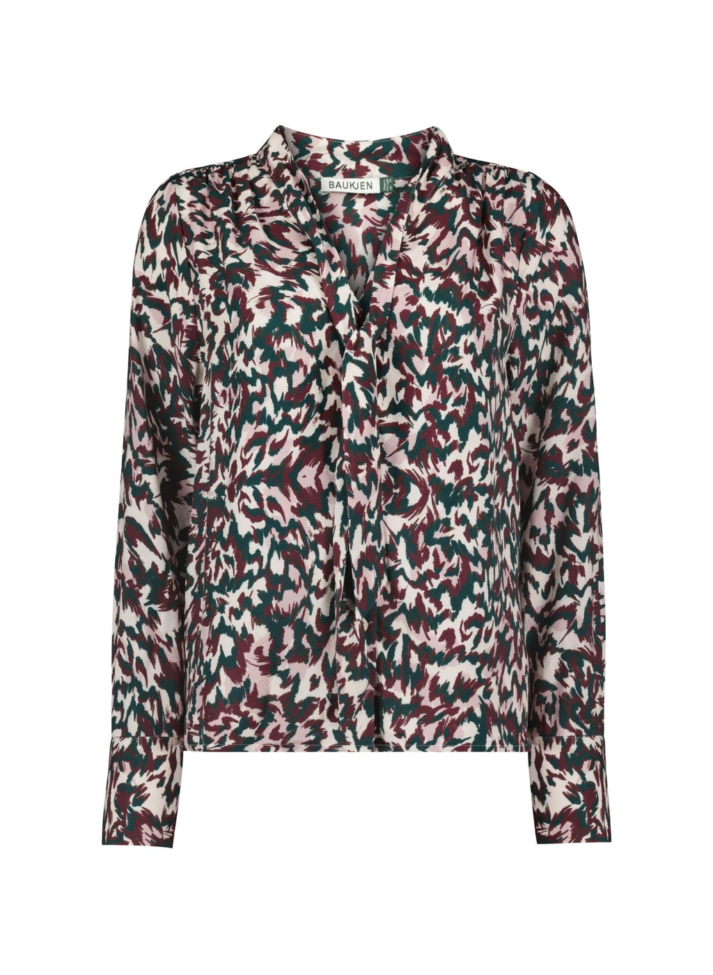Effie Printed Tie Neck Blouse - Beige Flanimal Baukjen