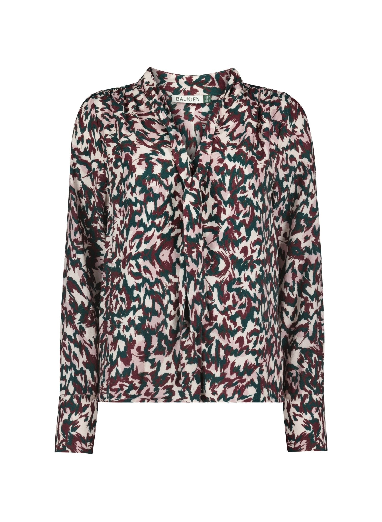 Effie Printed Tie Neck Blouse - Beige Flanimal Baukjen