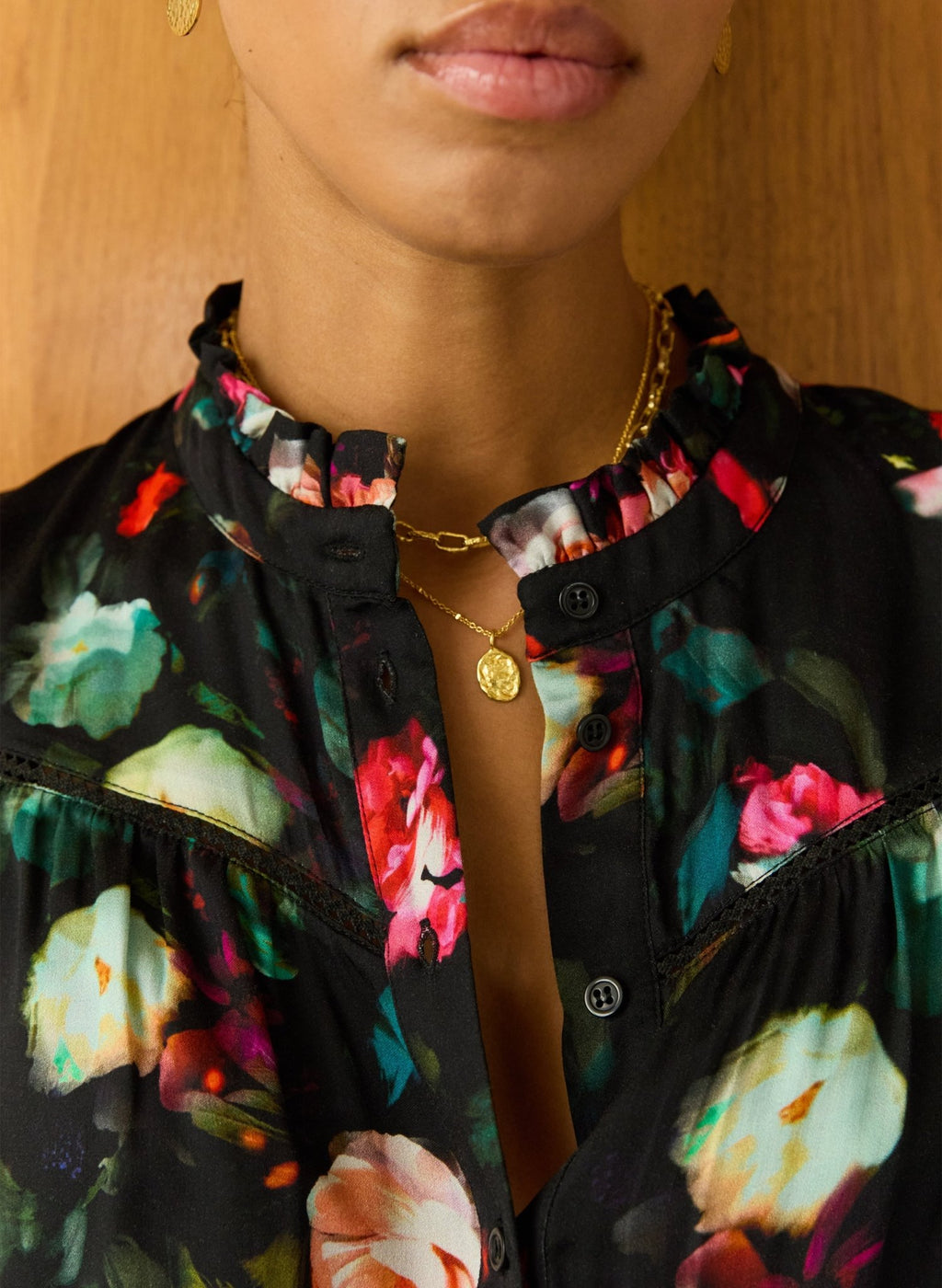 Eleanor Printed Blouse - Black Bouquet Baukjen