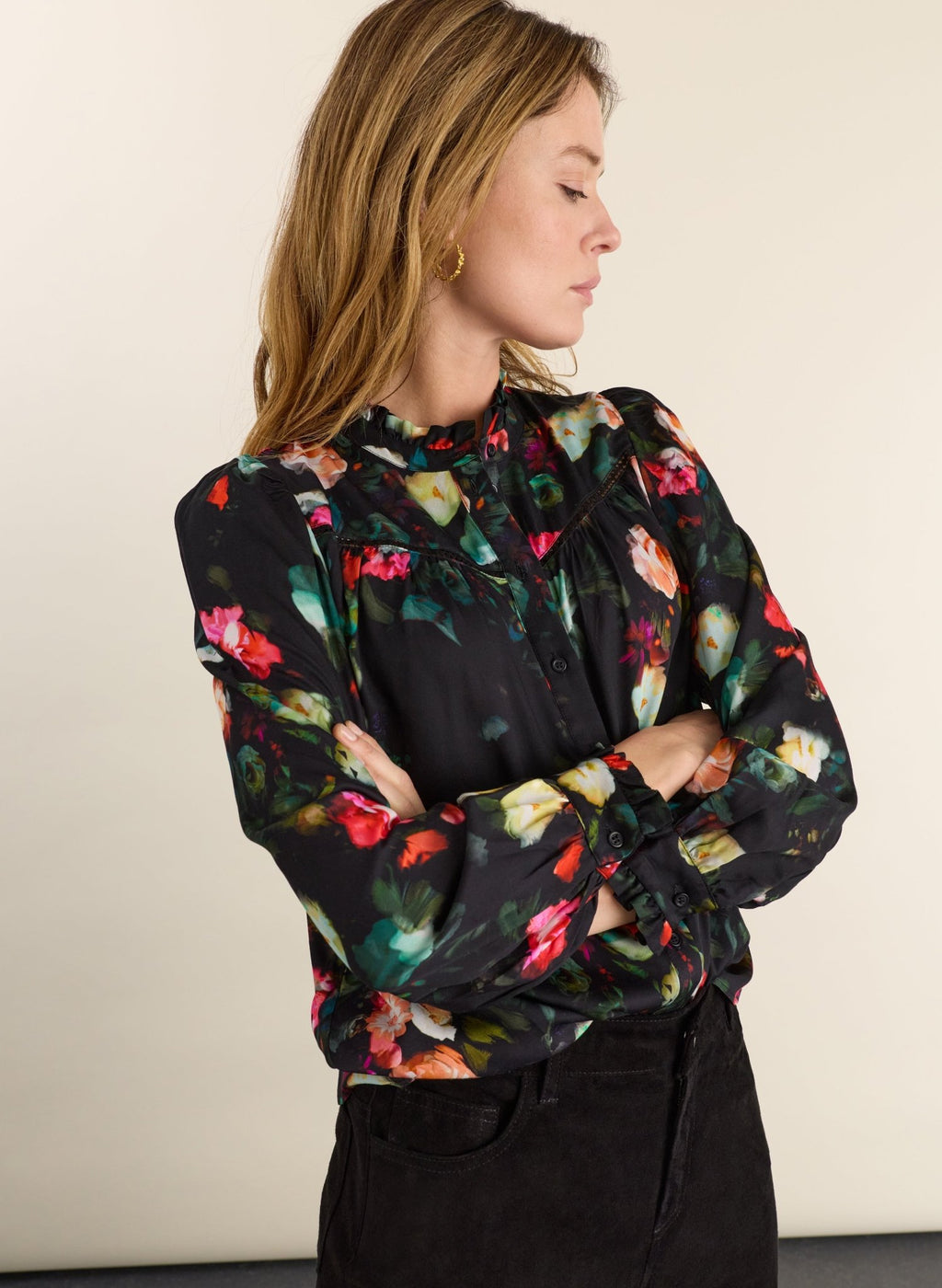 Eleanor Printed Blouse - Black Bouquet Baukjen