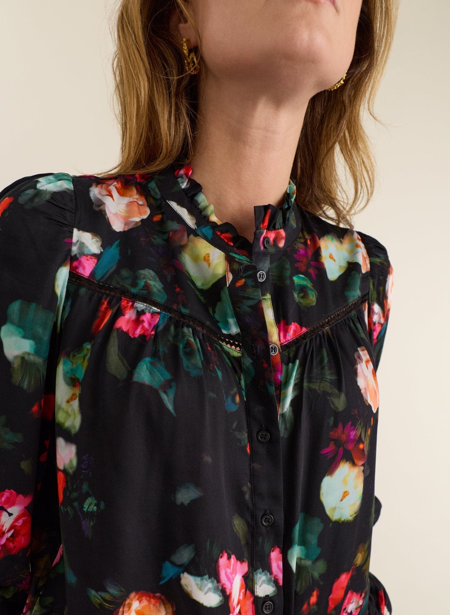 Eleanor Printed Blouse - Black Bouquet Baukjen