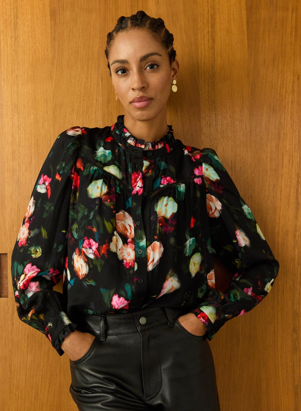 Eleanor Printed Blouse - Black Bouquet Baukjen