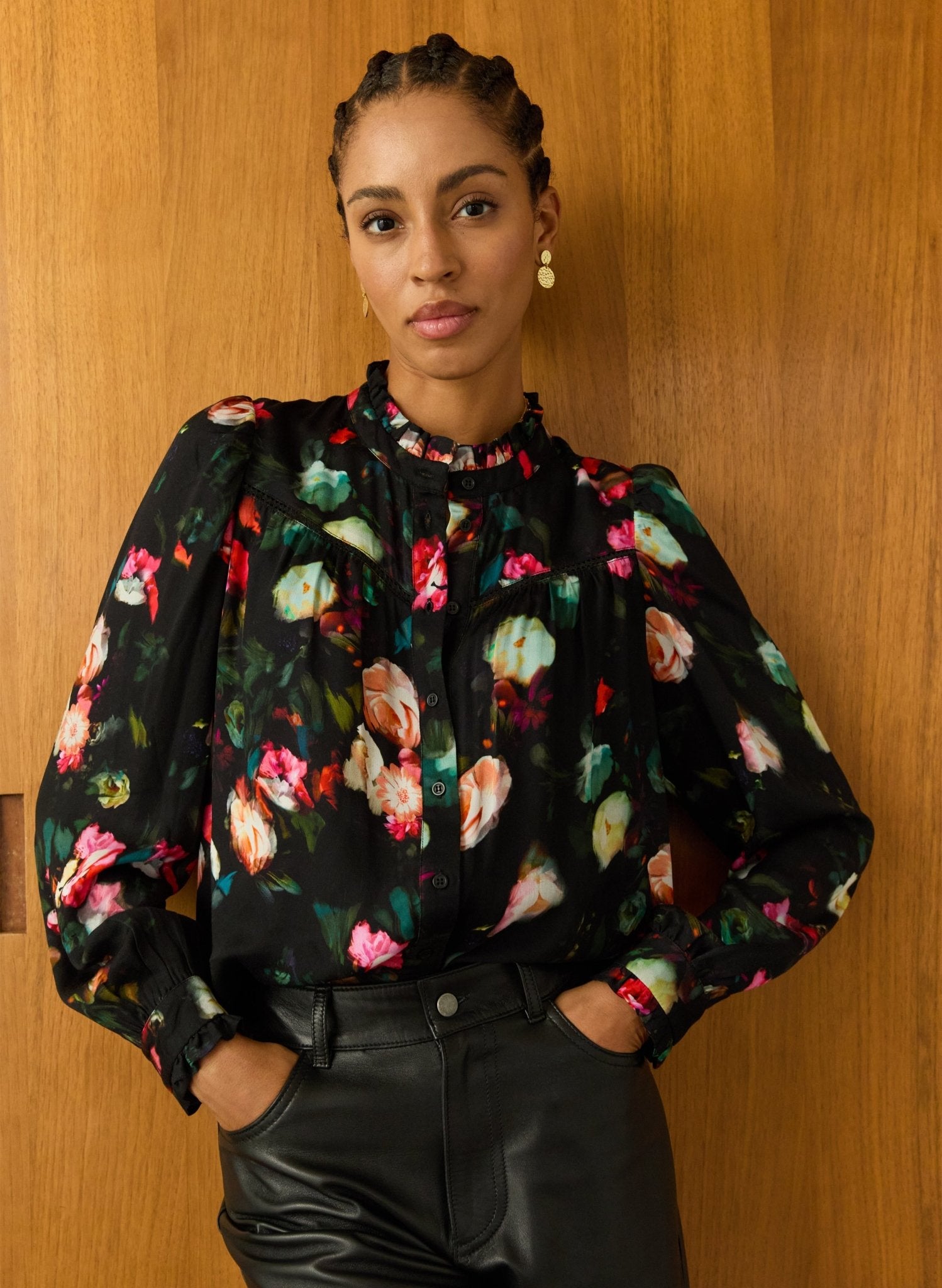 Eleanor Printed Blouse - Black Bouquet Baukjen