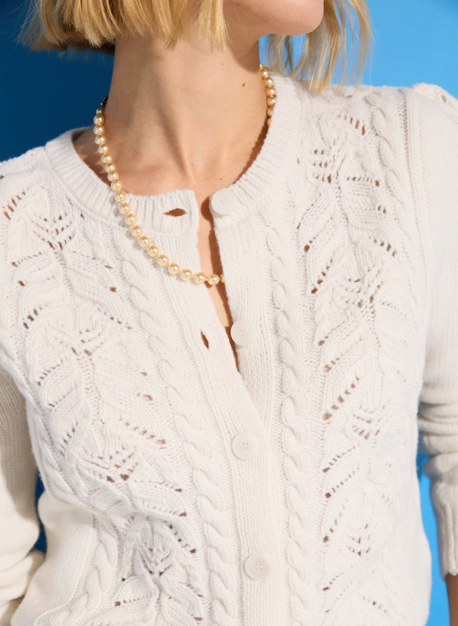 Eleora Recycled Wool Cardigan - Antique White | Baukjen