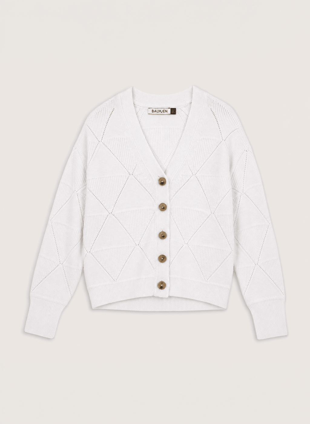 Eli Merino Argyle Cardigan - Cream Baukjen