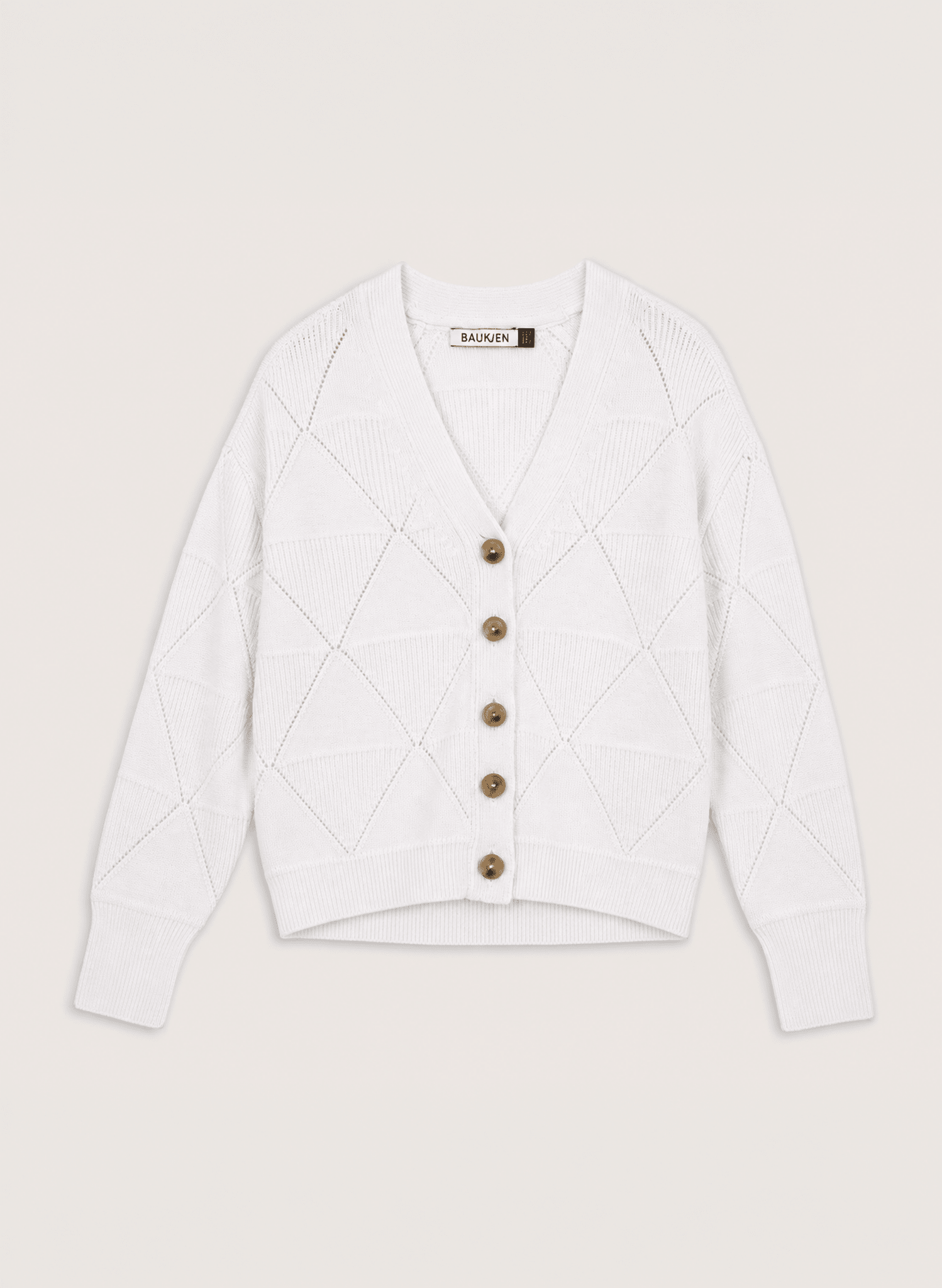 Eli Merino Argyle Cardigan - Cream Baukjen