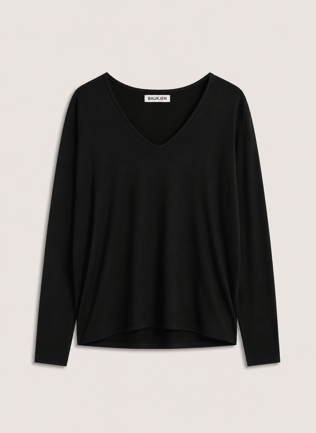 Ella Relaxed V-Neck Top - Caviar Black Baukjen