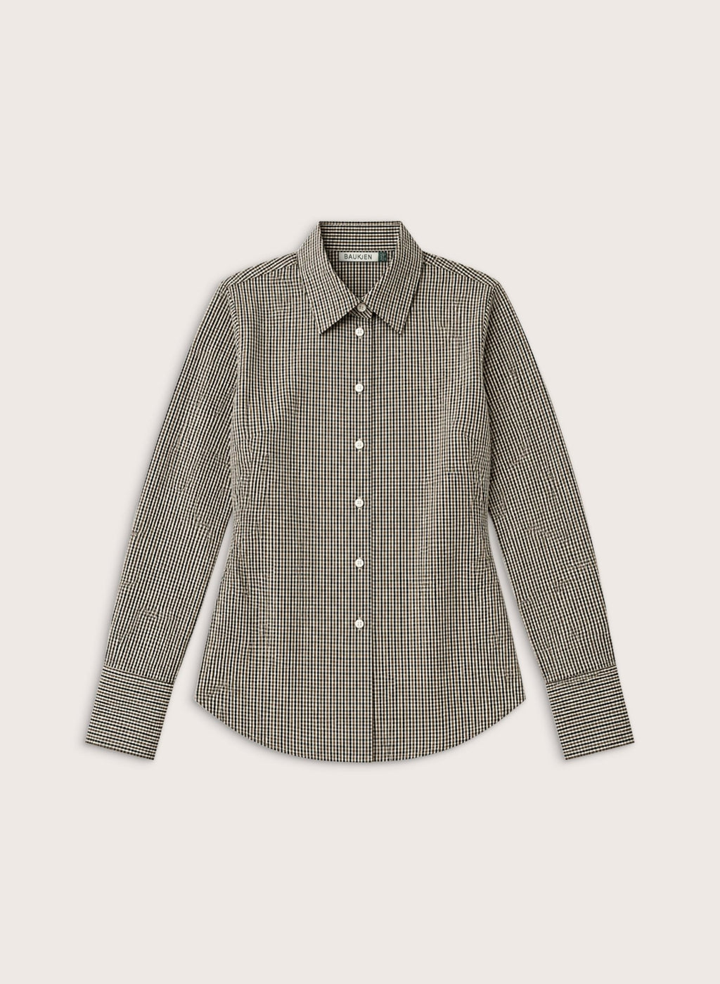 Elle Cinched Waist Shirt - Brown Check Baukjen