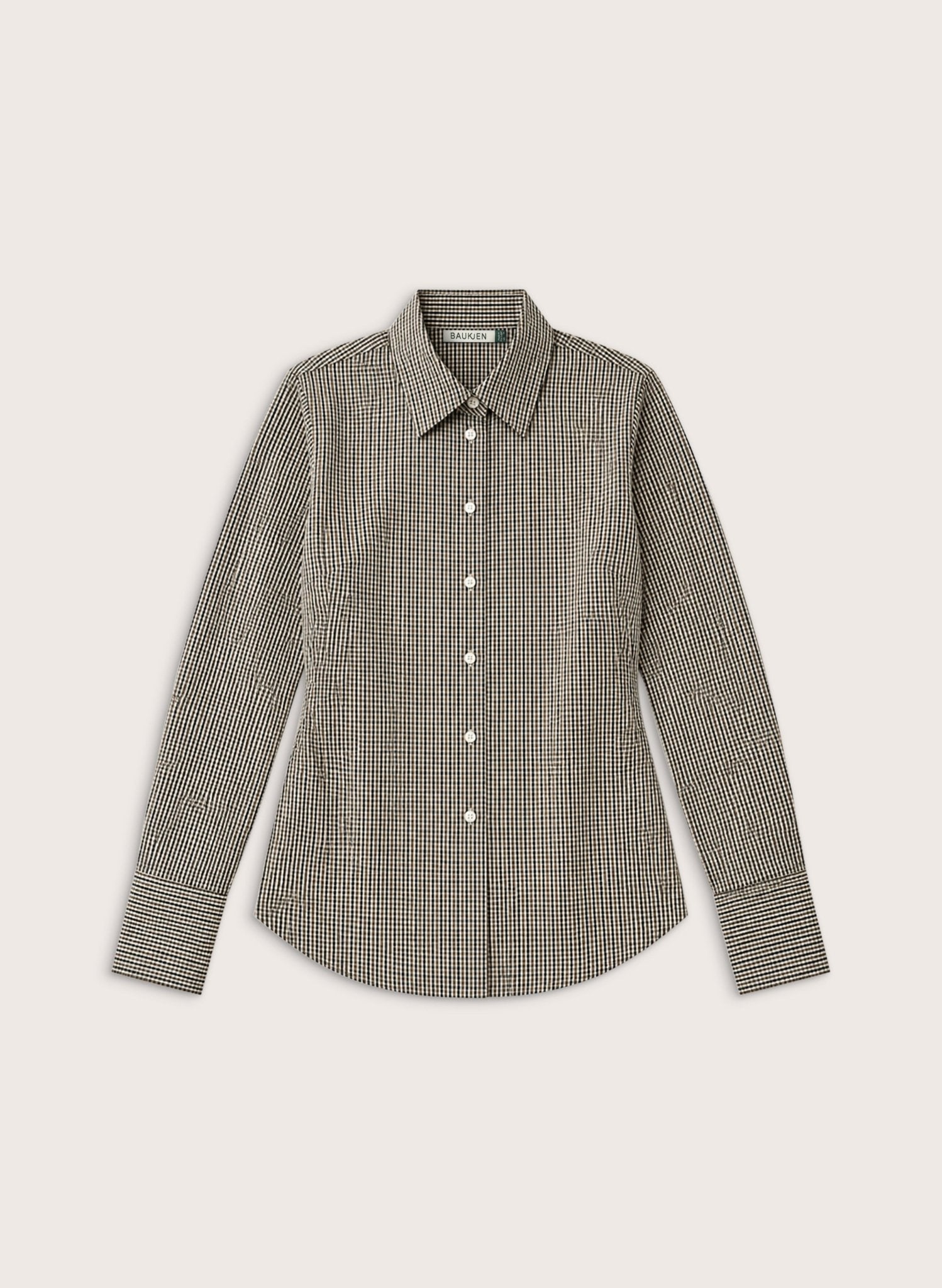 Elle Cinched Waist Shirt - Brown Check Baukjen