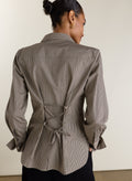 Elle Cinched Waist Shirt - Brown Check Baukjen