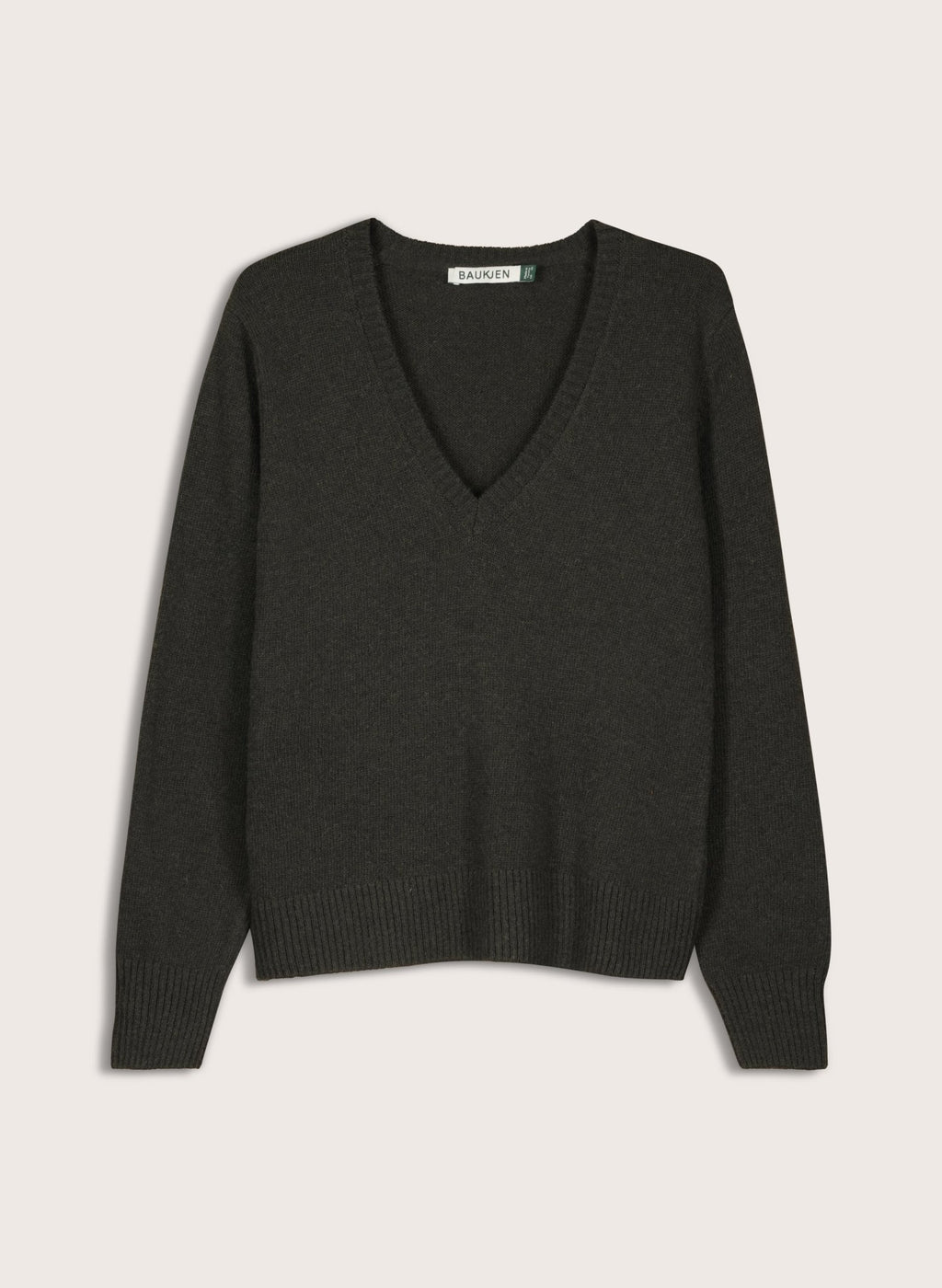 Emmeline Wool Blend V - Neck Jumper - Deep Khaki Baukjen