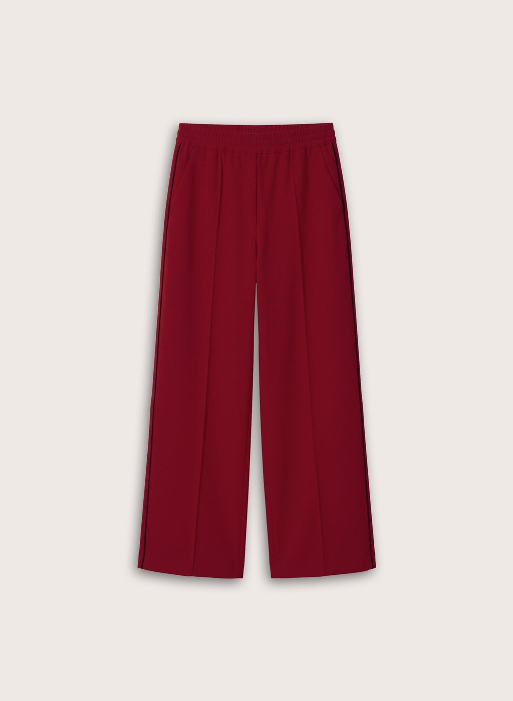 Esme Side Stripe Trousers - Deep Red & Black Baukjen