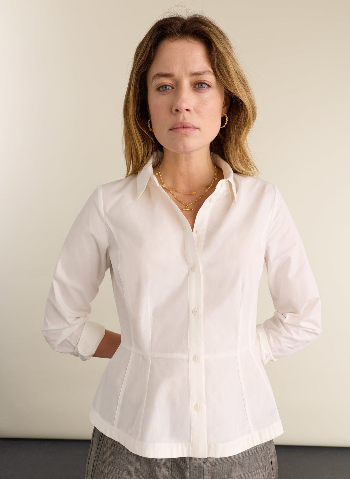 Essi Peplum Shirt - White Baukjen