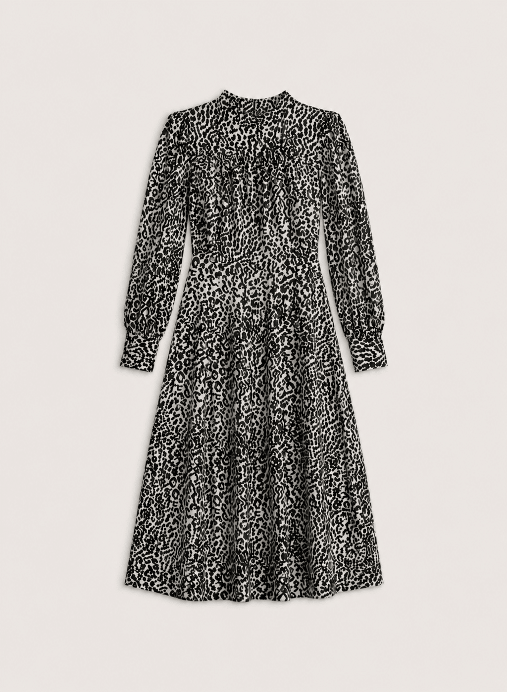 Essie Strong Shoulder Dress - Black & White Leopard Baukjen