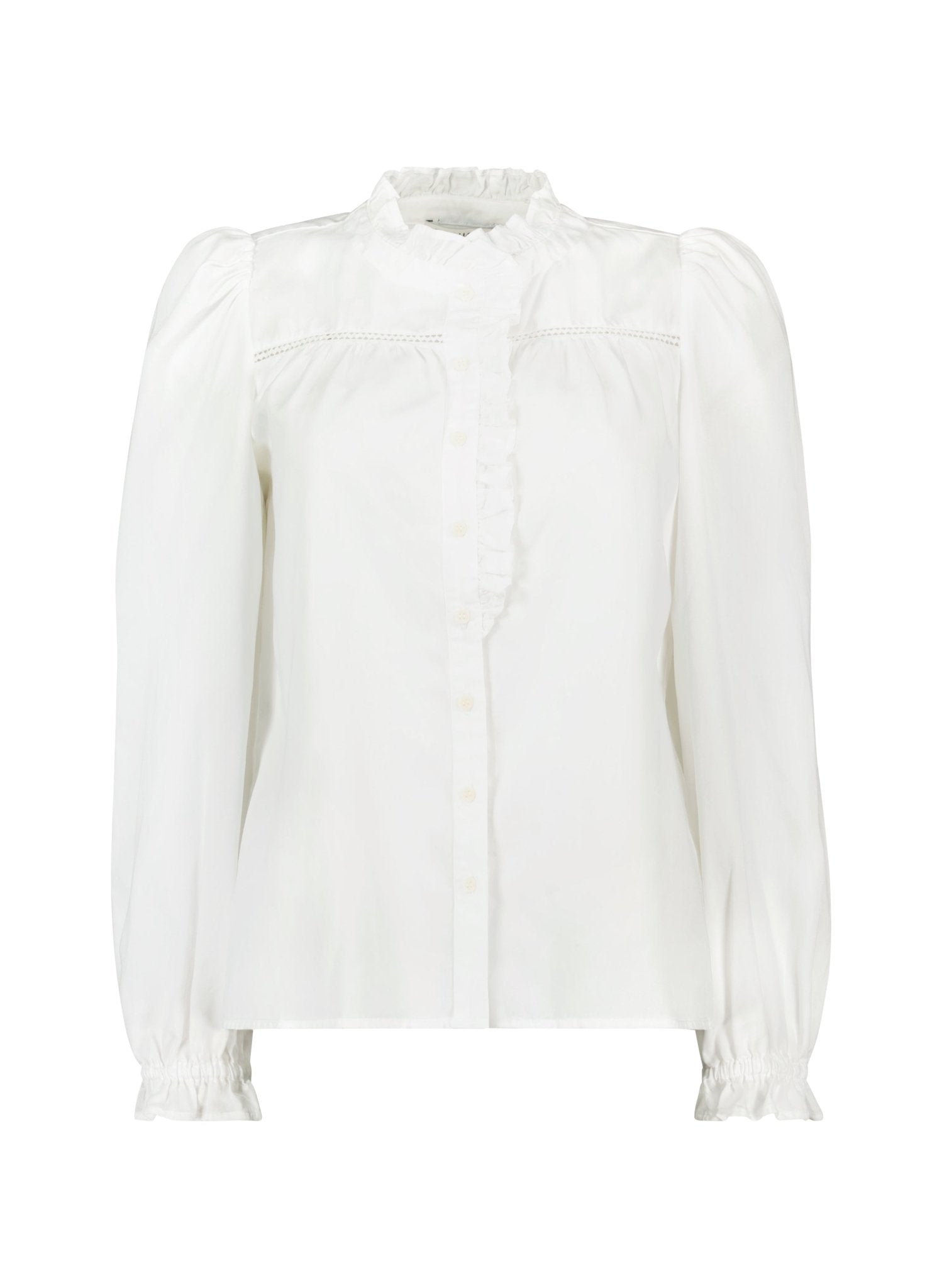 Estela Broderie Detail Blouse - Pure White Baukjen