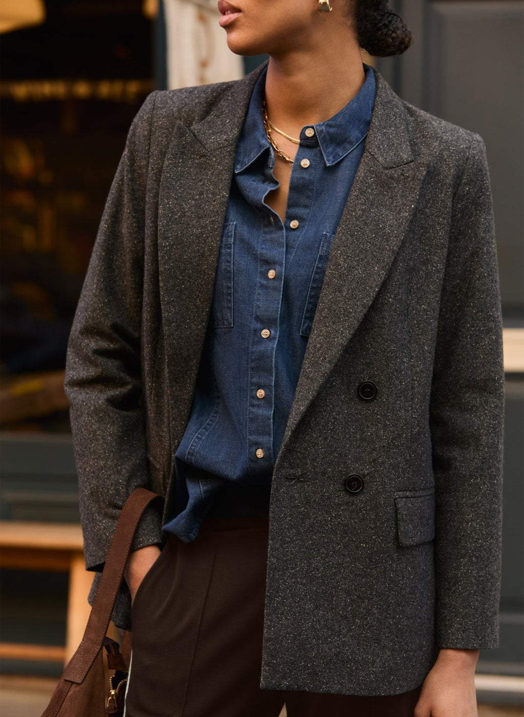 Eugenie Wool Blend Tailored Blazer - Grey Baukjen