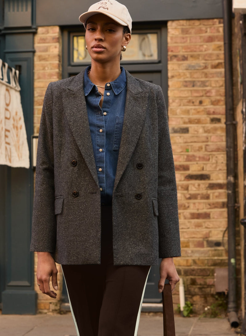 Eugenie Wool Blend Tailored Blazer - Grey Baukjen