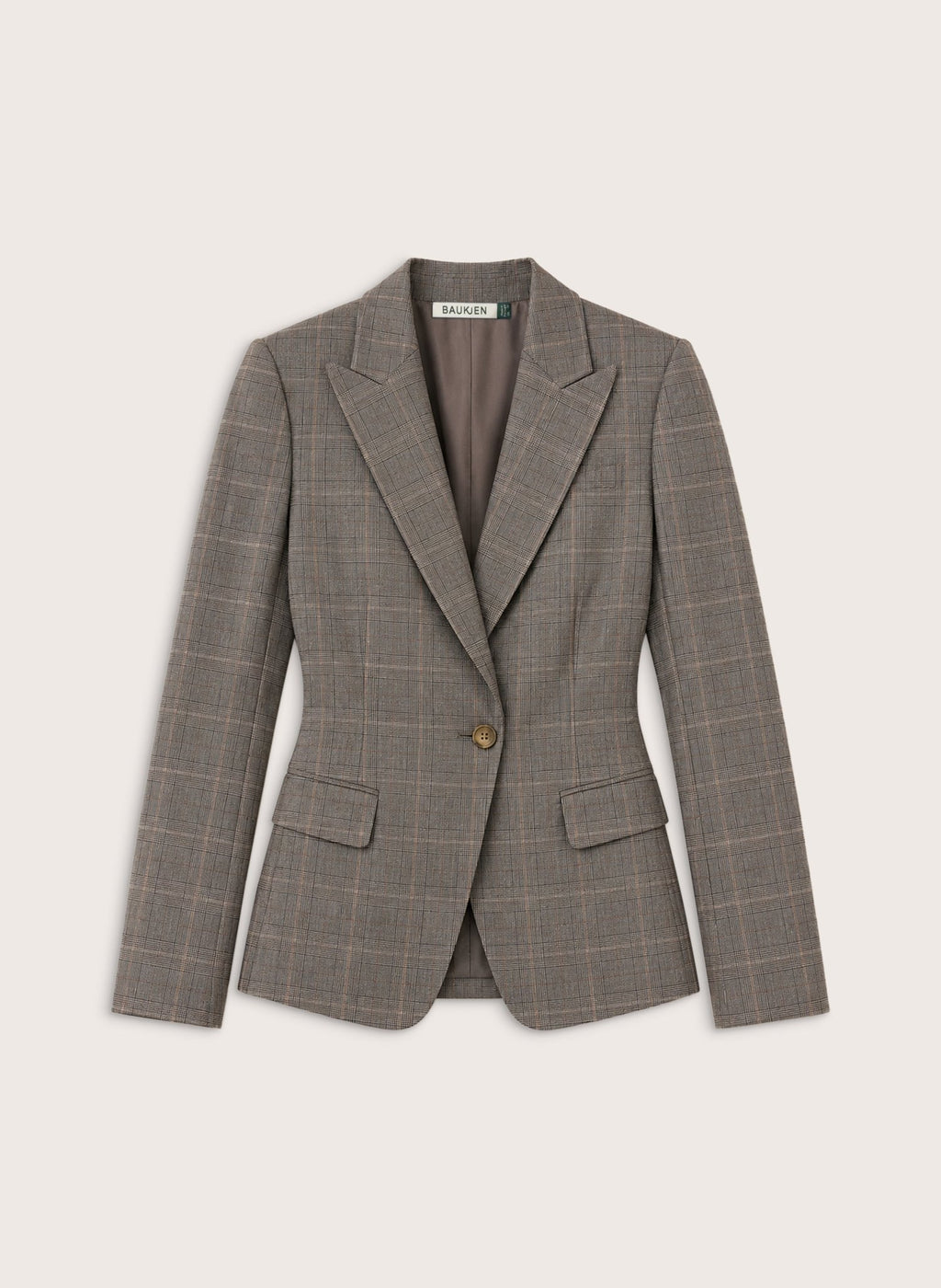 Eva Cinched Waist Wool Blazer - Grey Check Baukjen