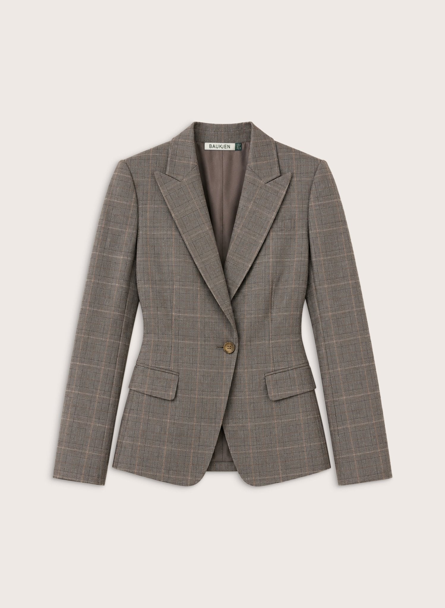 Eva Cinched Waist Wool Blazer - Grey Check Baukjen