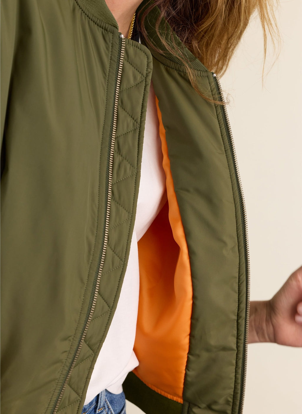 Eve Cropped Bomber Jacket - Khaki Baukjen