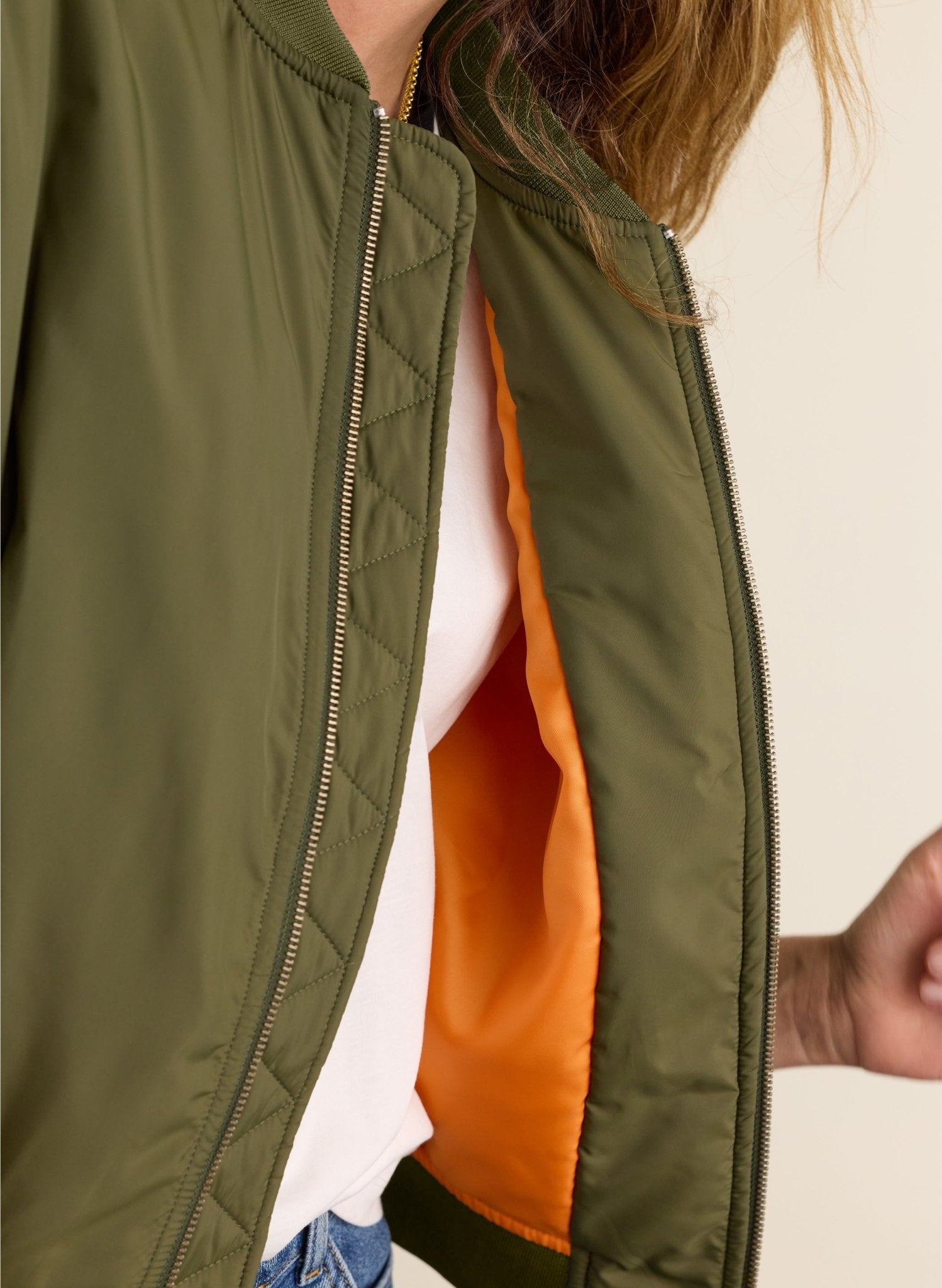 Eve Cropped Bomber Jacket - Khaki Baukjen