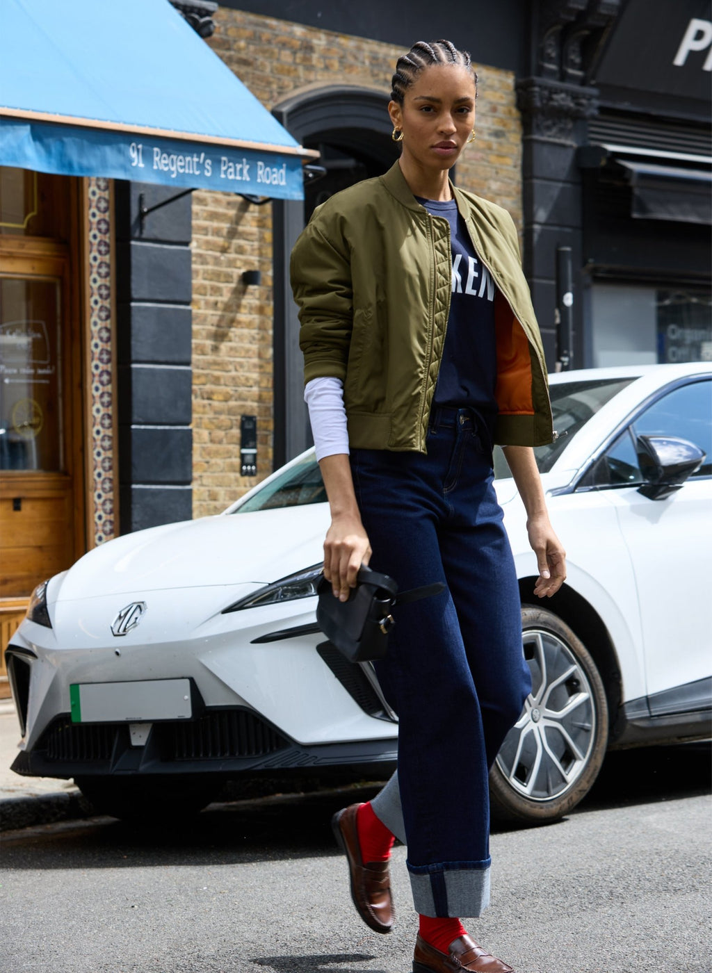 Eve Cropped Bomber Jacket - Khaki Baukjen