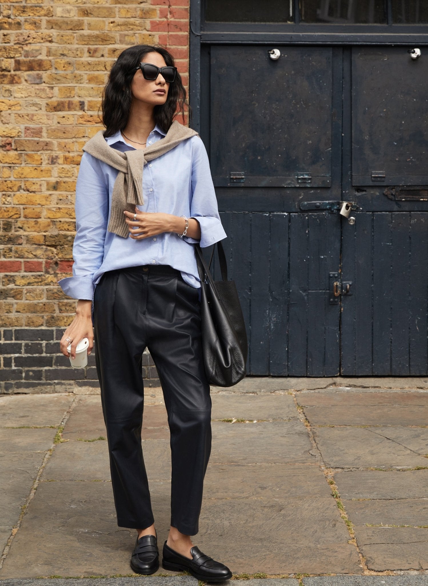 Faiza Leather Trouser  - Caviar Black Baukjen