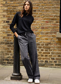 Fera Wool Blend Wide Leg Trousers - Grey Baukjen