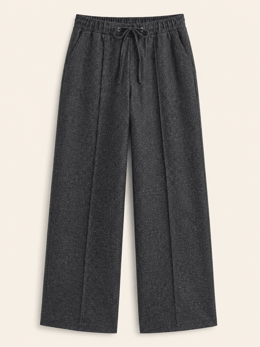 Fera Wool Blend Wide Leg Trousers - Grey Baukjen