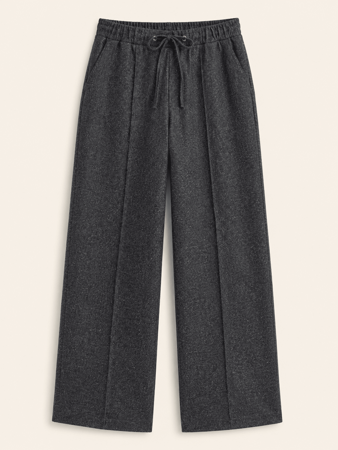 Fera Wool Blend Wide Leg Trousers - Grey Baukjen