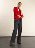 Fera Wool Blend Wide Leg Trousers - Grey Baukjen