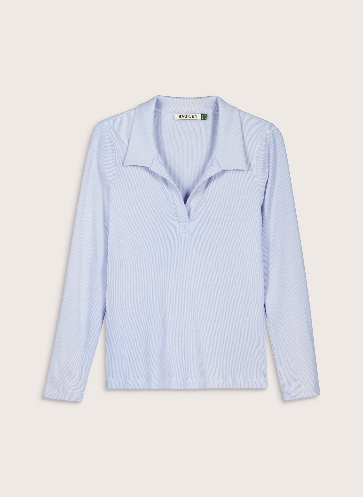 Fern Ribbed Polo Top - Ice Blue Baukjen