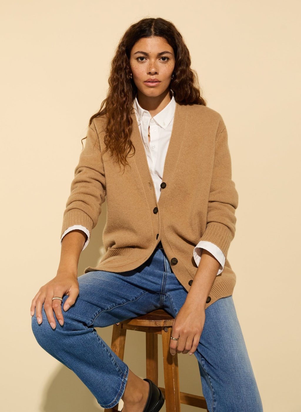 Fillipa Recycled Pure Wool Cardigan - Taupe Baukjen