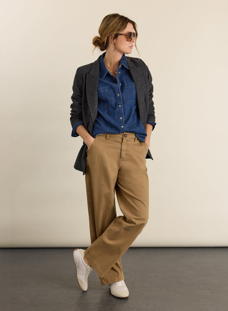 Finn Wide Leg Trousers - Taupe Baukjen