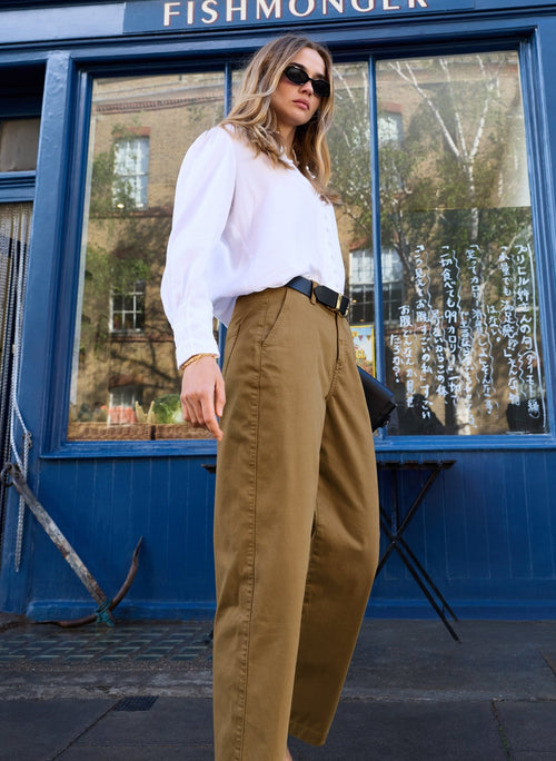 Finn Wide Leg Trousers - Taupe Baukjen