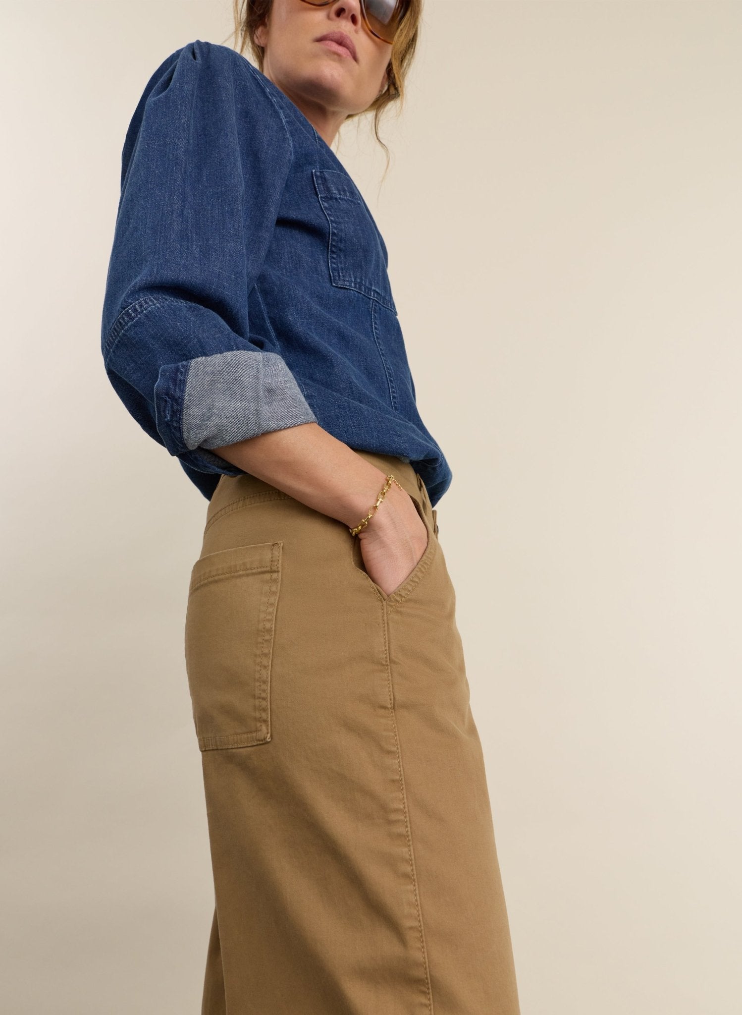 Finn Wide Leg Trousers - Taupe Baukjen