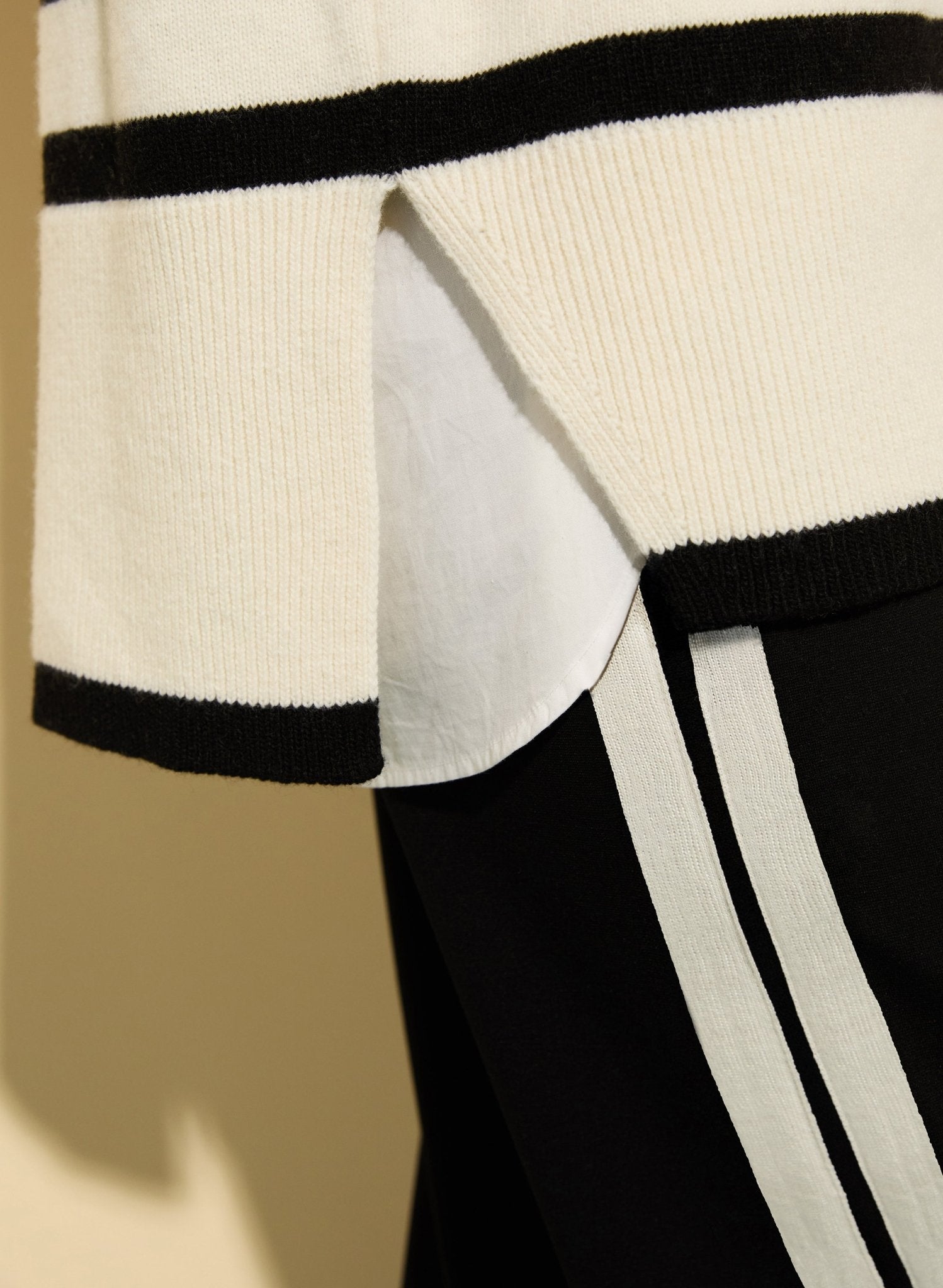 Fleur Striped Wool Blend Jumper - Cream and Black Baukjen