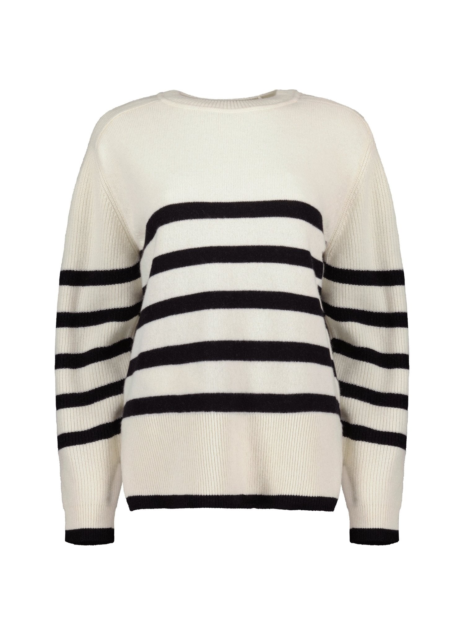 Fleur Striped Wool Blend Jumper - Cream and Black Baukjen