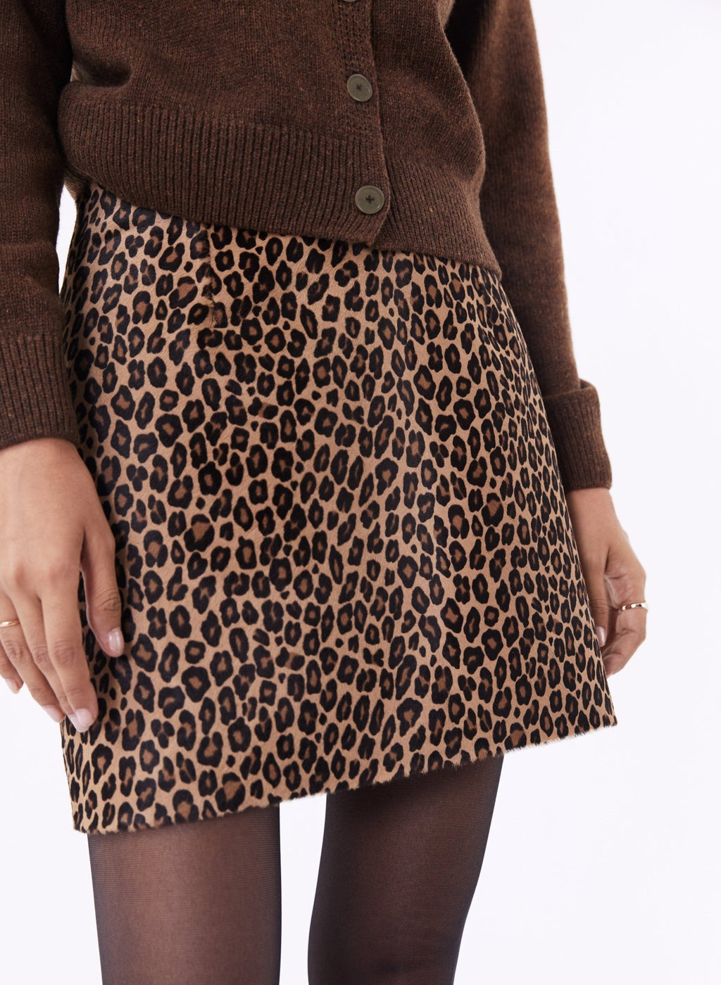 Flo Leather Skirt  - Brown Leopard Baukjen
