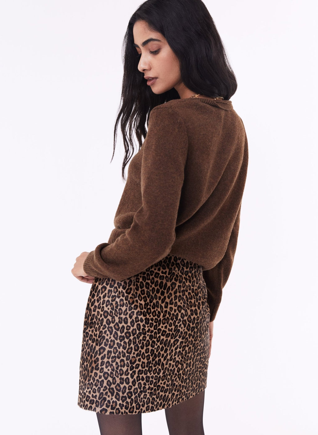 Flo Leather Skirt  - Brown Leopard Baukjen